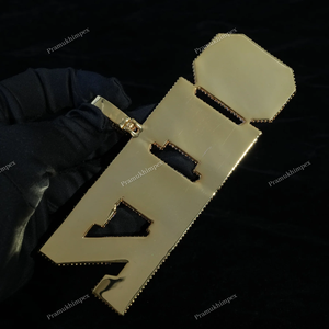 Collar con Colgante de Nombre Personalizado, Chapado en Oro, con Incrustaciones de Moissanita, Estilo Hip Hop, para Hombre y Unisex - Product Image 2