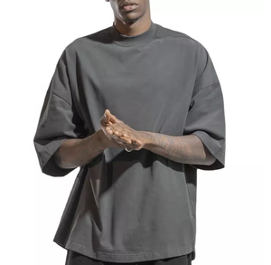 Camiseta de gran tamaño personalizada de algodón pesado para hombre, camisa recortada lisa, ropa de alta moda, alta calidad - Product Image 4