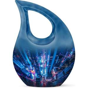 Venta caliente Blue Tear Drop Metal Cremación Urna para adultos para cenizas humanas Urna cruzada decorativa con bolsa de terciopelo gratis de la India - Product Image 5