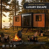 Maison préfabriquée solaire hors réseau, cabane modulaire de luxe écologique pour le tourisme durable en pleine nature, personnalisable