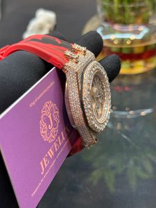 Mossanite นาฬิกากลไกอัตโนมัติสีแดงลายโครงกระดูกหรูหราสำหรับผู้ชาย - Product Image 6