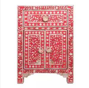 Ensemble de tables basses modernes en résine avec incrustations de os, écologiques, peintes à la main, hauteur réglable, artisanat indien, prix bas - Product Image 1