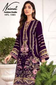 Traje de Salwar de secuencia de bordado de terciopelo suave de último diseñador de Fabzone - Product Image 2