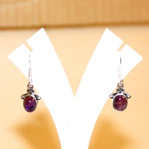 Boucles d'oreilles pendantes ethniques en argent sterling 925 faites à la main au Népal, avec pierres de guérison en améthyste et turquoise, bijoux tendance, cadeau idéal - Product Image 2