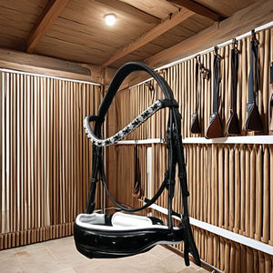 บังเหียนม้าหนังแก้วสีดำมีสายรัดคิ้วคริสตัลและสายบังเหียนคริสตัลหรูหรามีแผ่นรองบังเหียนคริสตัลสีขาวตามฤดูกาล - Product Image 5