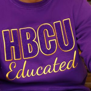 HBCU Que Chenille Sweatshirt Embroidered Educated Greek Apparel Classic Crewneck Style Heavyweight Fleece Pullover <b>Top</b> - Product Image 5