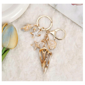 Porte-clés coquillage élégant inspiré de la plage, en acrylique, coquille de conque mignonne et romantique, charme pour couple, sac à main, porte-clés coquillage - Product Image 4