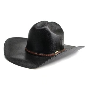 2023 Unisex verano Western Jazz sombrero de vaquero tejido a mano conjunto duro transpirable con circunferencia ajustable para escenarios Casuales - Product Image 2