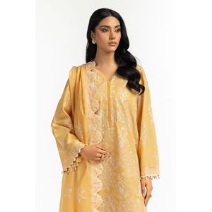 Traje de Verano de 3 Piezas para Mujer, Color Mostaza, Bordado, para Jardín - Product Image 5