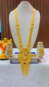 24K Plaqué Or Dubaï Vintage Mode Bijoux Collier Ensemble Boucles D'oreilles Bracelets Peignes Broches Cuivre Matériel pour la Bulgarie - Product Image 5