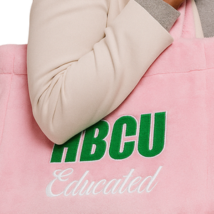 กระเป๋าโท้ทขนปุยสีชมพู ปักลายเชนิลล์ สำหรับนักศึกษา HBCU ของขวัญชมรมนักศึกษาหญิงกรีก Divine Nine กระเป๋าแฟชั่นสั่งทำพิเศษ - Product Image 5