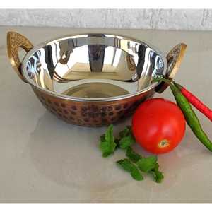 Indian Art Villa Kadhai Wok de Acero y Cobre de Tono Oscuro, Estilo Antiguo, con Diseño Martillado, Vajilla de Servir Inspirada en Ollas Holandesas - Product Image 5