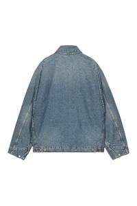 Veste en toile vintage lourde, logo personnalisé, taille surdimensionnée, denim délavé, lettre, veste zippée d'hiver pour homme - Product Image 2