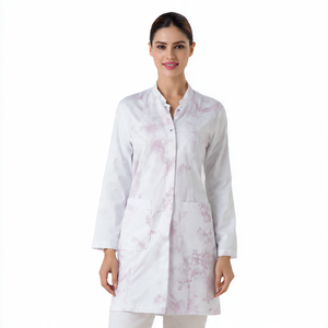 Bata de Laboratorio de Hospital de Manga Larga Blanca para Mujer, Mezcla de Algodón de Alta Calidad Personalizada - Product Image 2