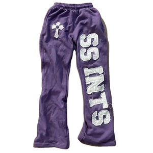 100% Cotton Heavyweight Fleece <b>Joggers</b> for Men Wide Leg <b>Baggy</b> Sweat Pant Elastic Waist Active Flared Trouser Custom Logo Print - Product Image 5