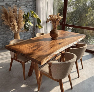 Table de salle à manger carrée moderne faite à la main en bois massif pour la décoration de la maison de campagne - Product Image 4