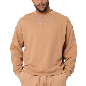Sweat-shirt à col rond uni blanc pour hommes de taille américaine Hip Hop Streetwear Sweats à capuche en coton à col rond pour hommes vente en gros - Product Image 2
