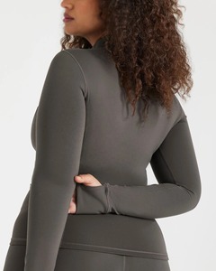 Séchage rapide à manches longues Yoga Fitness veste col haut fermeture éclair sport entraînement veste haut femmes veste et manteau - Product Image 5