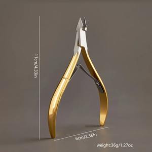 Tijeras Profesionales de Acero Inoxidable para Remover Cutículas, 1/3 Piezas, Color Beige, Resistentes, Doradas, con Puntas Dentadas, Herramientas de Pedicura - Product Image 6