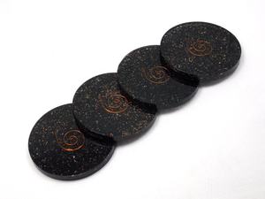 Wholesale High Quality Chakra Feng Shui Table Decoration Natural <b>Black</b> Tourmaline Orgone <b>Coaster</b> Gemstone Waterproof Handmade - Product Image 2