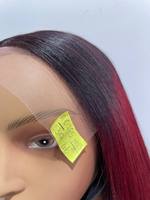 Wig Bob hitam dan merah Ombre 99j Wig Bob rambut manusia Virgin Vietnam mentah Vendor rambut Wig depan renda lurus 12 inci