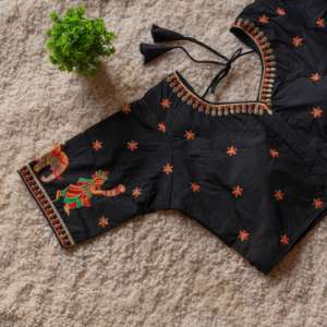 Baraat mariage Doli Readymade cousu belle broderie travail blouse demi-manches mariée fête vêtements soie Saree correspondant dori - Product Image 2