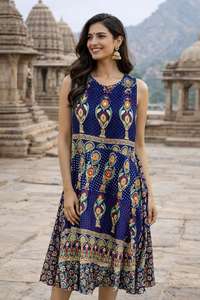 Vestido Naptol de Algodón Casual sin Mangas con Diseño de Capas, Vestido de Algodón de Calidad de Exportación, Hermoso Vestido Naptol sin Mangas, Vestido Midi Largo - Product Image 3