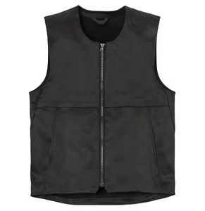 High Quality <b>Black</b> Motorbike Fashion Codura <b>Vest</b> <b>Men</b> Leather <b>Vest</b> Front Zipper - Product Image 1