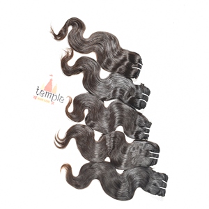 Extensiones de Cabello Natural Indio 100% Alineadas con la Cutícula, Ondas Profundas, Procesadas Químicamente, Color Negro Natural para Mujeres, Venta al Por Mayor - Product Image 2