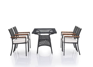 Qualité supérieure Moderne Aluminium Carcasse Rotin Extérieur Maison Bureau Jardin Table À Manger Chaise 5 Pièces Ensemble - Product Image 4