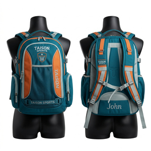 Sac à dos de sport pour femmes, basketball, tissu polyester 600D, 320 GSM, design noir et vert, poche en maille pour ballon, logo personnalisé par sublimation - Product Image 5