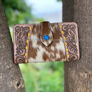 2024 fabricants à la mode haut de gamme concepteur en cuir taillé à la main à deux volets femmes grand portefeuille luxe carte porte-monnaie pochette - Product Image 3