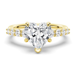 แหวนทอง 14K ประดับเพชรโมอิสซาไนต์ทรงหัวใจแบบห้าก้านฝังเพชรหรูหรา - Product Image 1