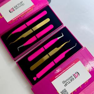 Pince à épiler de précision GETUP BROSONS IMPEX en acier inoxydable à pointe lisse pour isolation des cils/45, en plasma doré - Product Image 1