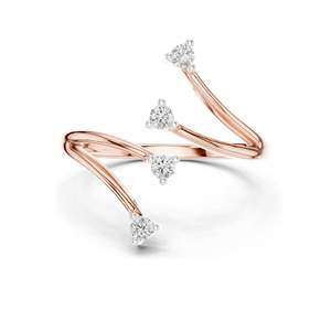 Anillo Curvo con Tres Diamantes de Laboratorio de 0.12 CT para Mujer, Claridad VVS-VS EF, Oro de 18KT, 14KT, 10KT y Plata 925, Oro Rosa, Amarillo - Product Image 3