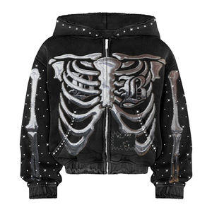 Acid Wash Hoodie Zip up Hoodie Men Custom Distressed <b>Applique</b> <b>Patch</b> Embroidery Vintage Acid Washed Men Hoodies - Product Image 3