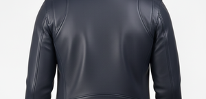 Chaqueta de Cuero Vacuno Azul Marino para Hombre, Diseño Personalizado, Color Sólido, Casual, con Cierre, Cuello Alto, Ropa de Calle de Invierno, Transpirable en la Parte Delantera - Product Image 6