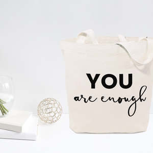 You Are Enough Cotton Canvas Tote Bag Durable Eco-Friendly Simple Letter Pattern Heat Transfer Medium for Daily Use Advertising - Product Image 2