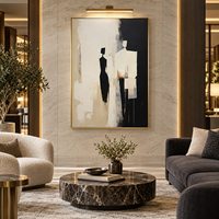 Art mural abstrait noir beige, peinture à l'huile texturée minimaliste sur toile, décoration moderne pour salon, hôtel, décoration artisanale