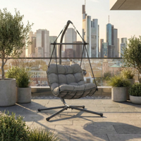 Fauteuil suspendu en métal pour jardin, chaise balançoire œuf chinoise une place avec support pour balcon