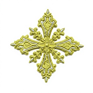 Embroidered Gold <b>Cross</b> <b>Patch</b> Sew-On Badge Classical Style Fabric Applique for Garment - Product Image 1
