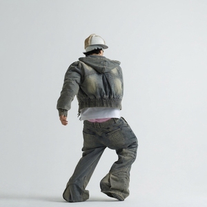 <span class=keywords><strong>Jeans</strong></span> en denim délavé vintage DiZNEW pour hommes, coupe ample, jambe <span class=keywords><strong>large</strong></span>, effet empilé, logo embossé, style streetwear, poches - Product Image 3