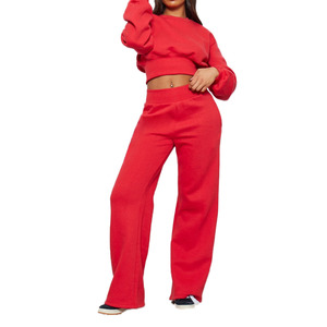 เสื้อสเวตเตอร์ขากว้างเอวสูงระบายอากาศสำหรับผู้หญิงสำหรับฤดูหนาวเสื้อสเวตเตอร์แขนยาวตัดโลโก้ออกแบบได้ตามต้องการ - Product Image 4