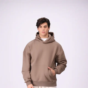 Sweat à capuche oversize uni d'hiver avec poche frontale, design épaules tombantes, mélange de coton lourd, streetwear, pull personnalisé - Product Image 1