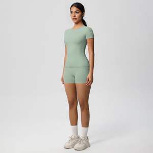 Women's <b>shapers</b> Workout Set - <b>Short</b> Sleeve Yoga Tee & <b>Shorts</b> for Gym, Running, Fitness | Quick-Dry Activewear - Product Image 2