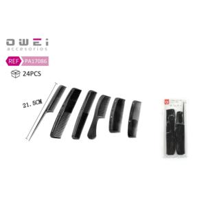 Juego de Peine plano negro de 6 piezas Estilos diversos para un uso versátil - Product Image 1