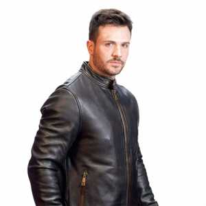 Veste universitaire en cuir de vache véritable pour homme avec col montant, logo frontal, couleur marron élégante, vêtement d'extérieur de luxe au design tendance - Product Image 2