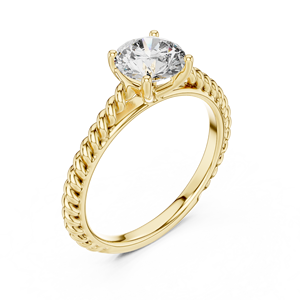 Anillo Solitario Seraphina con Trenzado Real para Mujer, en Oro Amarillo de 18K con Diamantes, para Aniversario - Product Image 4