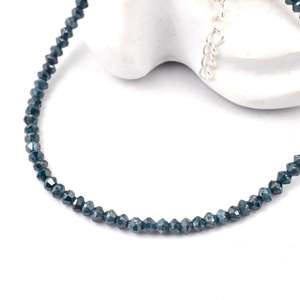 Blue 3.1-3.3MM Faceted Rondelle Diamond <b>Beaded</b> <b>Bracelet</b> with 18K Gold Plating Cute Style for Gift - Product Image 2