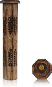 Palo de incienso de madera y soporte para quemador de cono torre grande orgánico ecológico receptor de cenizas Agarbatti soporte estilo rústico tallado a mano - Product Image 4